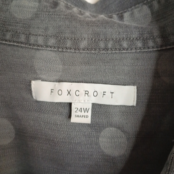 Foxcroft 24W Shaped Fit Chambray Denim Shirt Tencel Lyocell Gray Polka Dot - Picture 8 of 11